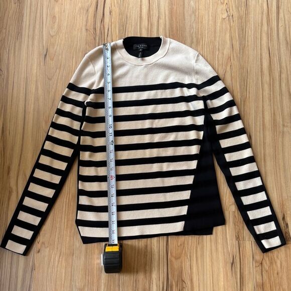 Rag and Bone Sweater Cecilee Merino Wool Striped Black White Size Small Top - Picture 5 of 10
